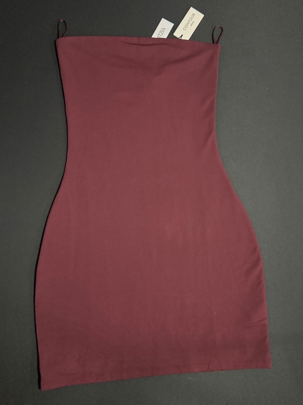 NWT Aritzia Contour Burgundy Strapless Tube Dress Mini Size M